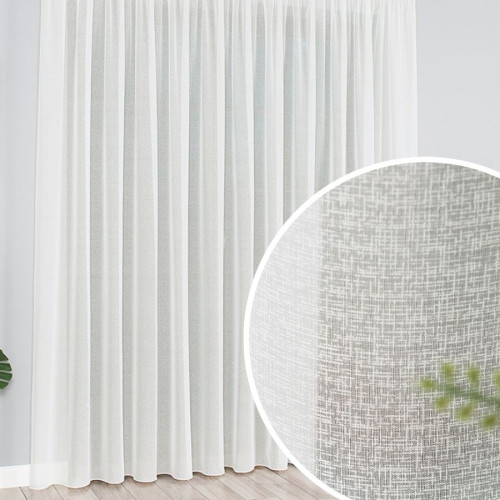 Gładka firana woal sable na taśmie w kolorze kremowym - szyta na wymiar 