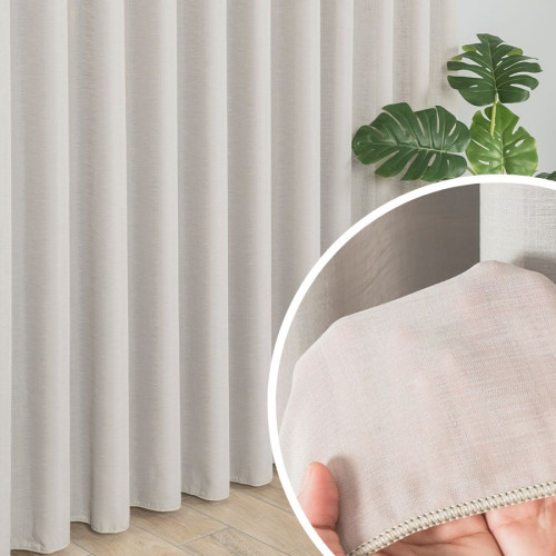 Długa firanka do salonu w kolorze szarym z ołowianką , wysokość 330 cm - sprzedawana na metry