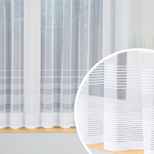 Krótka gotowa firanka żakardowa, modernistyczny design, kolor biały, kilka rozmiarów, Tatiana