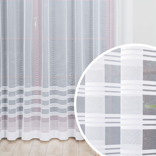 Firanka żakardowa z ołowianką, kolor biały, wysokość 250 cm, 000325 - sprzedawana na metry