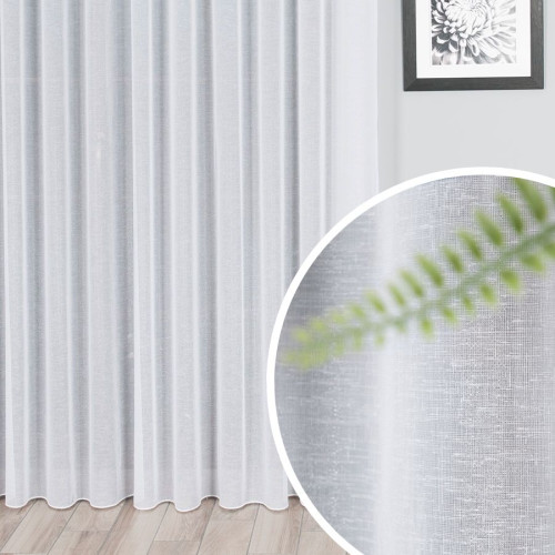 Nowoczesna biała firana z połyskiem z obciążnikiem, wysokość 300 cm, 001201 - sprzedawana na metry