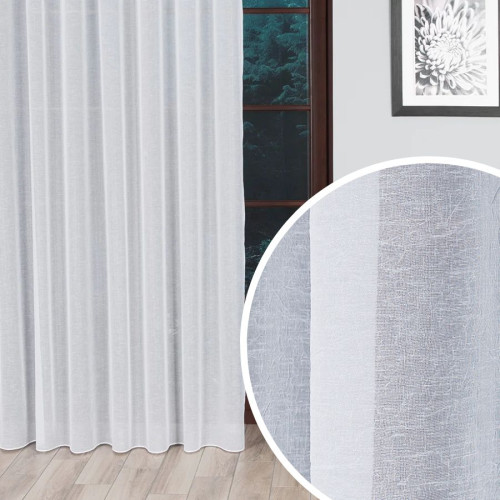 Firana kreszowana z obciążnikiem na taśmie, kolor biały, wysokość do 290 cm - szyta na wymiar 