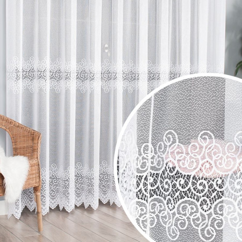 Firana żakardowa na taśmie wave z geometrycznym wzorem, wysokość od 120 do 270 cm, 001539 - szyta na wymiar