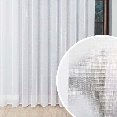 Firanka z ołowianką, kolor biały ze wzorem gęstego deszczyku, wysokość 300 cm, 001789 - sprzedawana na metry