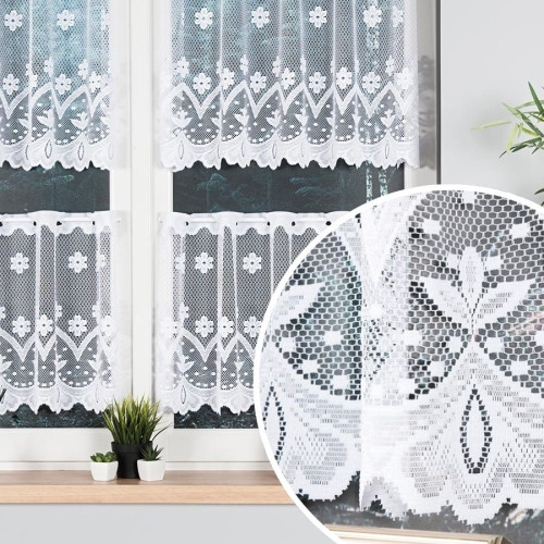 Zazdrostka żakardowa do kuchni z motywem kwiatowym, oferowana w kilku wysokościach - sprzedawana na metry