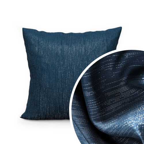 Poszewka dekoracyjna z tkaniny wodoodpornej z dodatkiem metalizowanej przędzy, kolor granatowy, rozmiar 40x40 cm, Emma