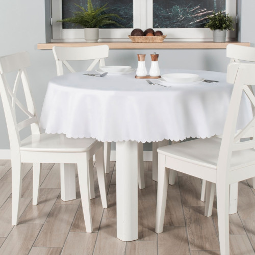 Okrągły obrus wodoodporny, kolor biały,  średnica 160 cm, Lara