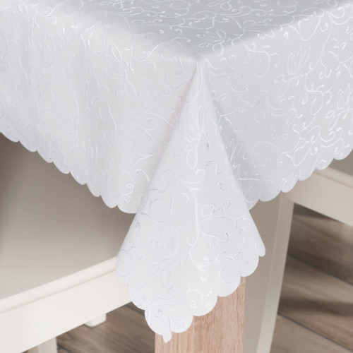 Bieżnik wodoodporny, biały z wypukłym wzorem, rozmiar 90x160 cm, Flora