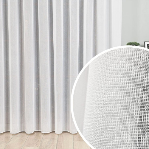 Biała firana z błyszczącą nitką, wysokość 300 cm z ołowianką - sprzedawana na metry