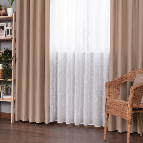 Miękka gotowa zasłona na przelotkach, kolor beżowy, rozmiar 140x250cm, Idalia