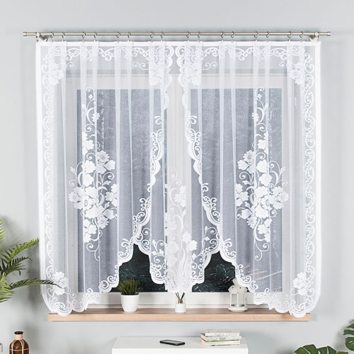 Firanka żakardowa gotowa, kolor biały, wysokość 160 cm, szerokość 320 i 400 cm, Fuksja 