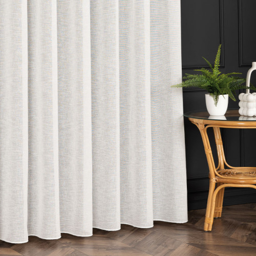 PREMIUM ALLURE Firanka o strukturze płótna, na taśmie wykończona ołowianką, Irma, wysokość 300 cm, kolor kremowy, wysokość do 300 cm - szyta na wymiar