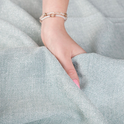 Zasłona do salonu na taśmie ze srebrną nicią kolor miętowy seledynowy 145x245 cm Mirella