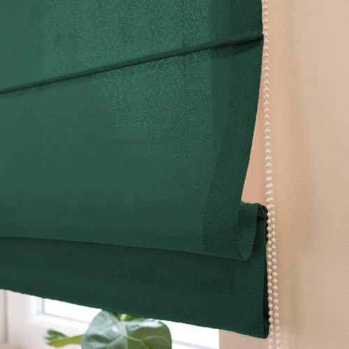 Nowoczesna roleta rzymska do kuchni ze wzorem Jodełka, kolor butelkowa zieleń - szyta na wymiar