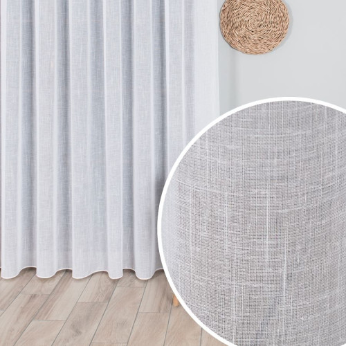 Długa gładka firana, batyst, kolor biały, oferowana w 2 wysokościach - sprzedawana na metry