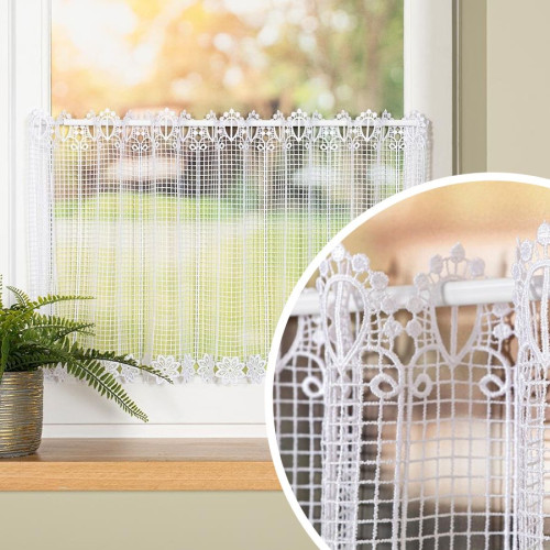 Zazdrostka gipiurowa ze wzorem pasowym, kolor biały, dostępna w kilku wysokościach - sprzedawana na metry