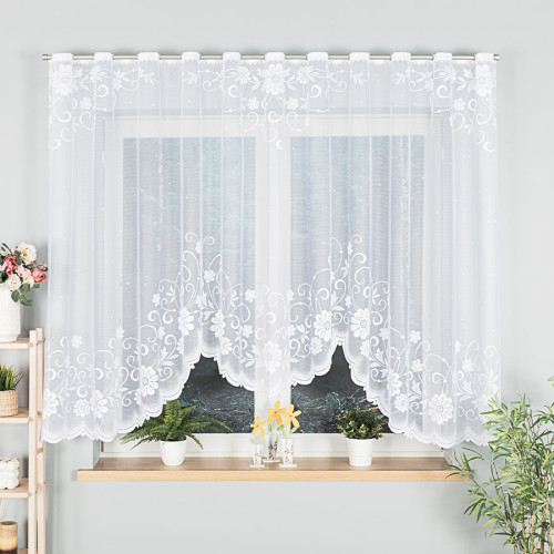 Firanka żakardowa gotowa krótka do kuchni z otworami na drążek karnisza 300x160 cm Teresa