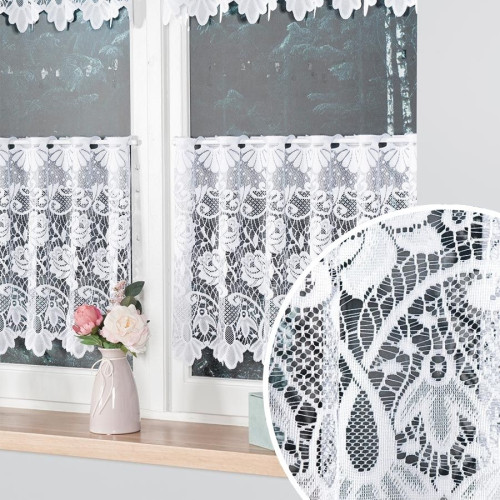 Zazdrostka żakardowa z pasowym wzorem kwiatowym wzorem, oferowana w kilku wysokościach - sprzedawana na metry