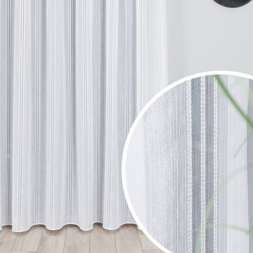 Błyszcząca firana z pionowymi paskami z obciążnikiem kolor biały, wysokość 290 cm, 018234 - sprzedawana na metry