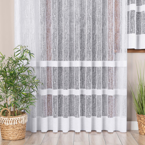 Długa nowoczesna firanka żakardowa, gotowa, wykończona na prosto, oferowana w dwóch rozmiarach, Wiktoria