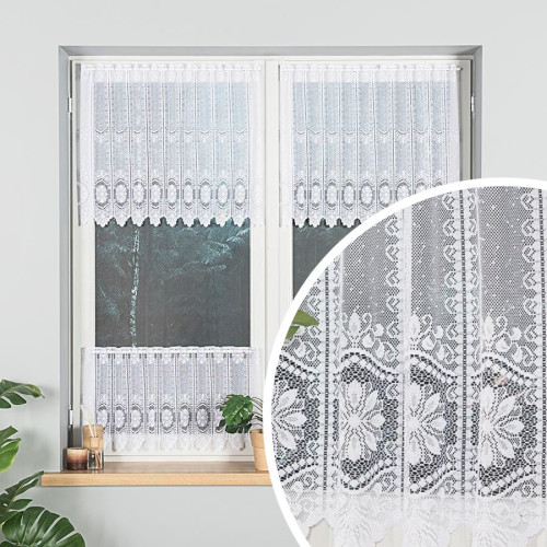 Zazdrostka żakardowa panelowa, kolor biały, dostępna w 2 wysokościach - sprzedawana na metry