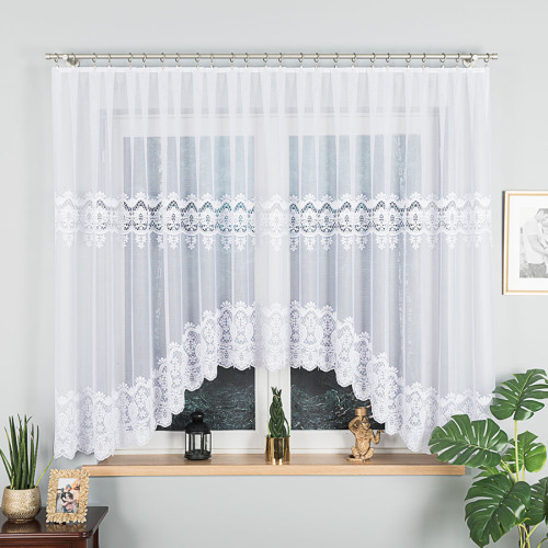 Firanka żakardowa gotowa do salonu lub jadalni wykończona w łuk kilka rozmiarów 300x160 Daria