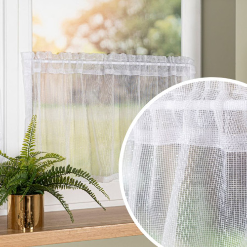 Gotowa zazdrostka do kuchni z błyszczącą przędzą, kolor biały, dostępna w 2 rozmiarach, Aurela