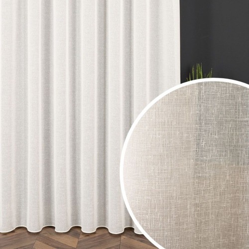 PREMIUM ALLURE Firanka wykończona ołowianką na przelotkach, Petra, kolor ecru, wysokość 300 cm - szyta na wymiar