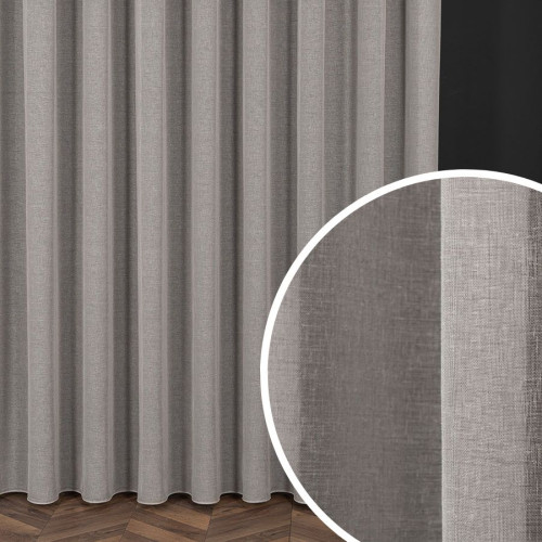 PREMIUM ALLURE Firanka wykończona ołowianką na przelotkach, Petra, kolor szary, wysokość do 300 cm - szyta na wymiar