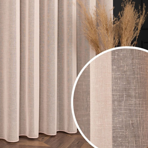 PREMIUM ALLURE Firanka wykończona ołowianką na taśmie Petra, kolor pastelowy różowy, wysokość do 320 cm - szyta na wymiar