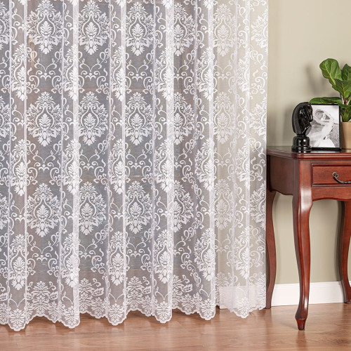 Długa firanka żakardowa na metry z ozdobną falą – wysokość 230, 240 lub 250 cm