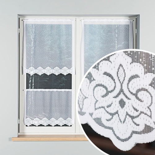 Zazdrostka żakardowa z geometrycznym wzorem na samym dole, oferowana w kilku wysokościach - sprzedawana na metry