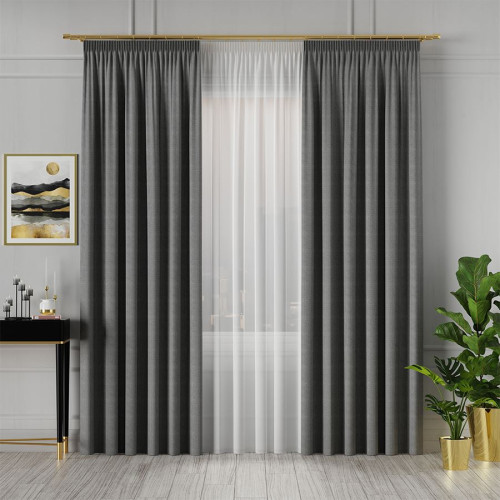 Ekskluzywna tkanina zasłonowa, kolor ciemnoszary, wysokość 300 cm, Allure