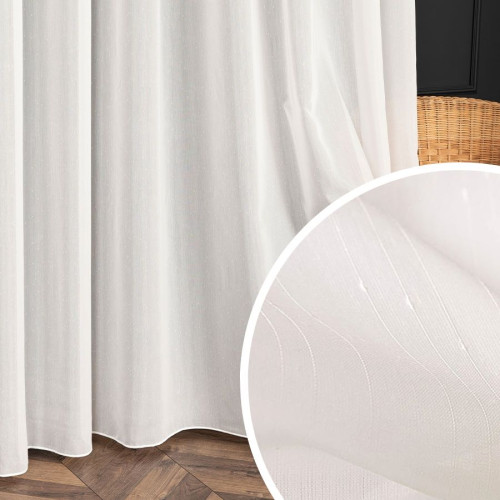 PREMIUM ALLURE Firanka na metry Dora, wysokość 300 cm, kolor kremowy z pionowym liniami z błyszczącej nici