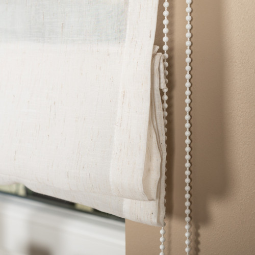 Roleta rzymska firanowa ze zdobieniem,  wysokości 300 cm - szyta na wymiar