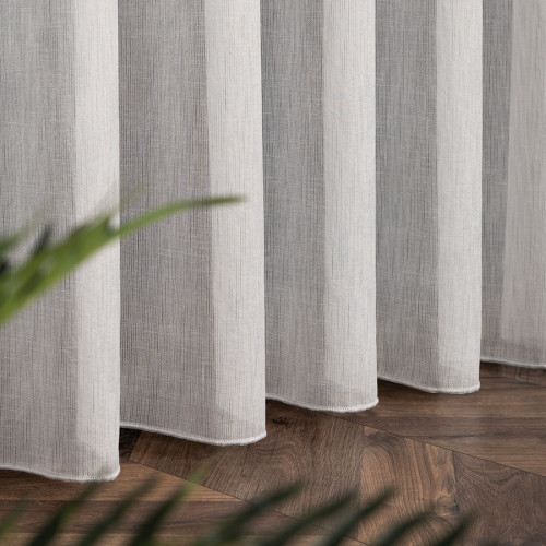 PREMIUM ALLURE Firanka wykończona ołowianką Mira, wysokość 300 cm, kolor szary - sprzedawana na metry