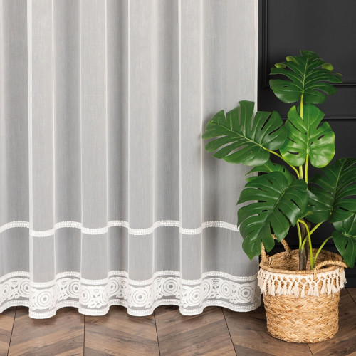 PREMIUM ALLURE Firanka na metry Linus, wysokość 300 cm, kolor biały ze białym haftem