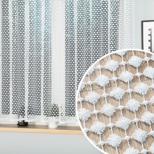 Biała tkanina gipiurowa ze srebrnym błyskiem w drobne kropki, wysokość 160 cm, 061757 - sprzedawana na metry