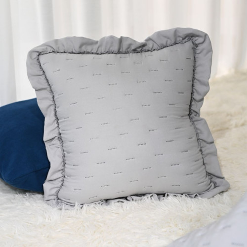 Poszewka na poduszki z dekoracyjna falbanką Savona, kolor szary, rozmiar 40x40 cm