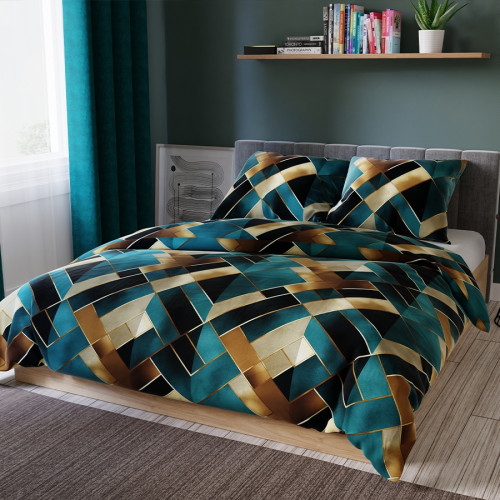  pościel bawełna satynowa, pościel satynowa 160x200, pościel satynowa 220x200, pościel 70x80, komplet pościeli, pościel z zamkiem, pościel OEKO-TEX, pościel geometryczna, pościel nowoczesna, pościel do sypialni, pościel elegancka, pościel turkusowa, pości