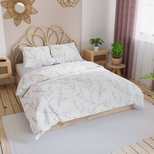 Komplet pościeli z bawełny satynowej w kwiaty Zoe