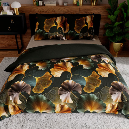 Pościel z satyny bawełnianej w liście Marisel, dostępna w 2 rozmiarach