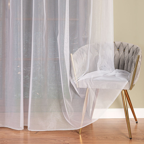 Długa delikatna i zwiewna firanka do salonu z błyszczącej przędzy, wysokość 300 cm - sprzedawana na metry