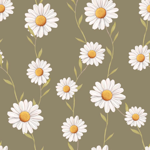 Welurowy materiał na zasłony, drukowany w odcieniu zielonym, szerokość 165 cm, Stokrotka - sprzedawany na metry