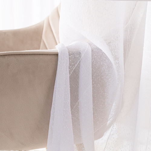 Gotowa firanka na taśmie marszczącej z wypukłą fakturą, kolor biały, dwa rozmiay, Nowoczesne kropeczki z pasami