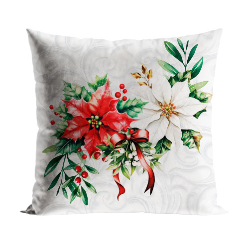 Welwetowa poszewka dekoracyjna ze świątecznym nadrukiem, rozmiar 40x40cm, Gwiazda Betlejemska