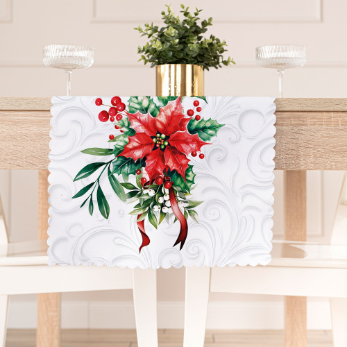 Bieżnik, nakładka ze świątecznym nadrukiem, rozmiar 38x140 cm, Gwiazda betlejemska