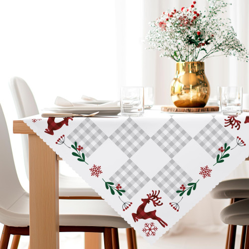 Serweta z tkaniny wodoodpornej ze świątecznym nadrukiem, rozmiar 80x80 cm, Krata patchwork
