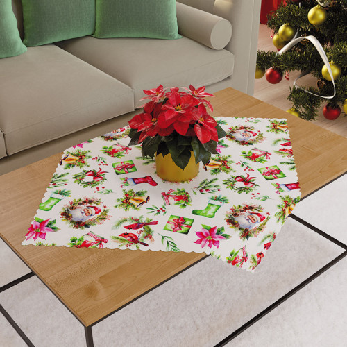 Serweta z tkaniny wodoodpornej, wielokolorowy nadruk, rozmiar 79x79 cm, Świąteczny mix