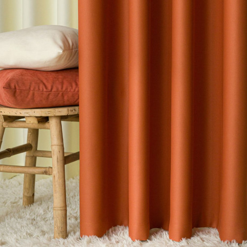 Gotowa zasłona blackout na przelotkach, 85% zaciemniająca, kolor ciemny pomarańczowy, rozmiar 140x250 cm